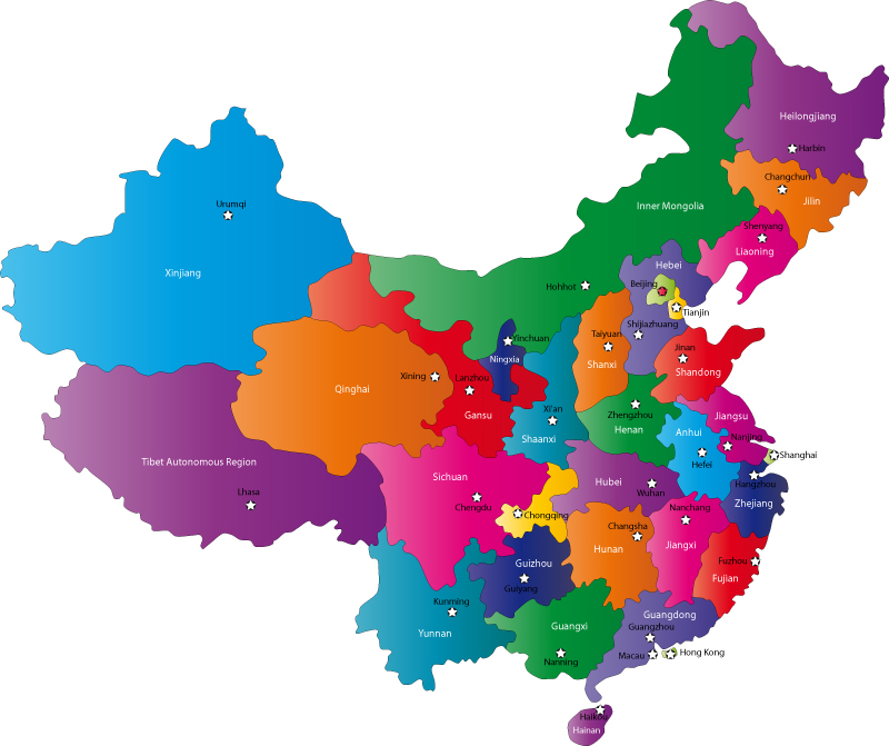 China Provinces Map With Capitals